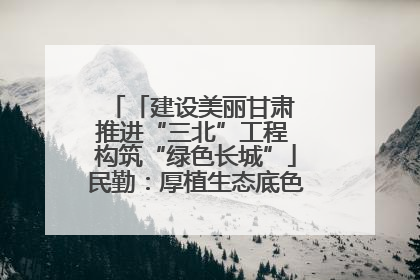 「建设美丽甘肃 推进“三北”工程 构筑“绿色长城”」民勤：厚植生态底色 筑牢绿色屏障