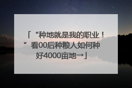 “种地就是我的职业！”看00后种粮人如何种好4000亩地→