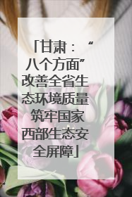 甘肃：“八个方面”改善全省生态环境质量 筑牢国家西部生态安全屏障