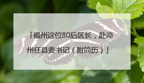 福州这位80后区长，赴漳州任县委书记（附简历）
