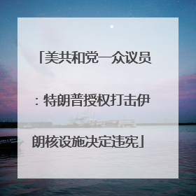 美共和党一众议员：特朗普授权打击伊朗核设施决定违宪