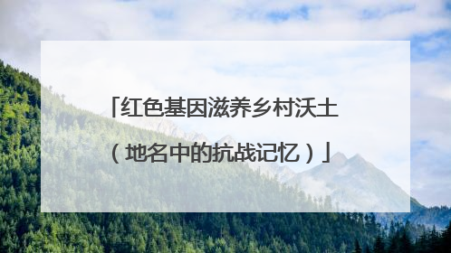 红色基因滋养乡村沃土（地名中的抗战记忆）