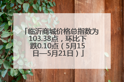 临沂商城价格总指数为103.38点，环比下跌0.10点（5月15日—5月21日）