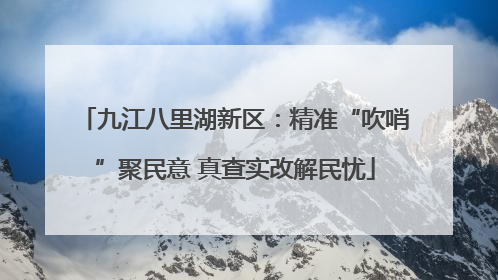 九江八里湖新区：精准“吹哨”聚民意 真查实改解民忧