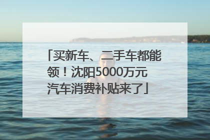 买新车、二手车都能领！沈阳5000万元汽车消费补贴来了