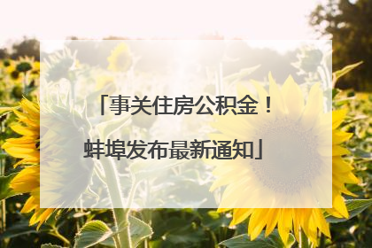 事关住房公积金！蚌埠发布最新通知