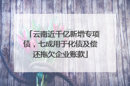 云南近千亿新增专项债，七成用于化债及偿还拖欠企业账款