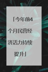 今年前4个月民营经济活力持续提升