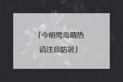今明鹭岛晴热 请注意防暑