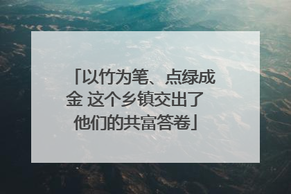 以竹为笔、点绿成金 这个乡镇交出了他们的共富答卷