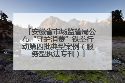 安徽省市场监管局公布“守护消费”铁拳行动第四批典型案例（服务型执法专刊）
