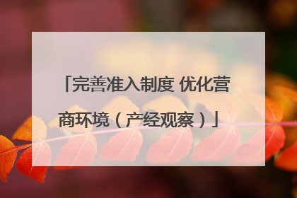 完善准入制度 优化营商环境（产经观察）