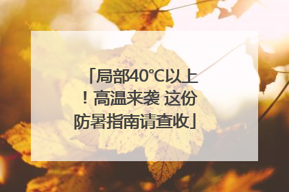 局部40℃以上！高温来袭 这份防暑指南请查收