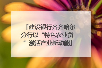 建设银行齐齐哈尔分行以“特色农业贷”激活产业新动能