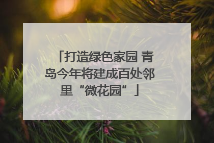 打造绿色家园 青岛今年将建成百处邻里“微花园”
