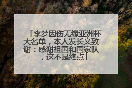 李梦因伤无缘亚洲杯大名单，本人发长文致谢：感谢祖国和国家队，这不是终点