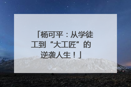杨可平：从学徒工到“大工匠”的逆袭人生！