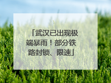 武汉已出现极端暴雨！部分铁路封锁、限速