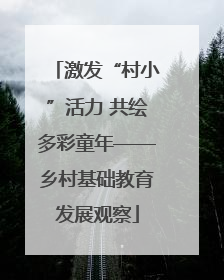 激发“村小”活力 共绘多彩童年——乡村基础教育发展观察