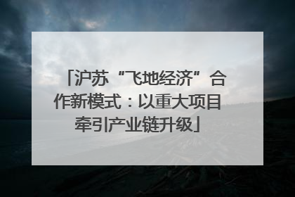 沪苏“飞地经济”合作新模式：以重大项目牵引产业链升级