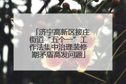 济宁高新区接庄街道“五个一”工作法集中治理装修期矛盾高发问题