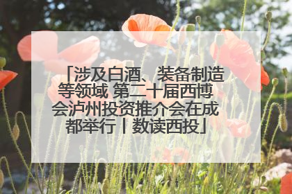 涉及白酒、装备制造等领域 第二十届西博会泸州投资推介会在成都举行丨数读西投