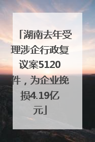 湖南去年受理涉企行政复议案5120件，为企业挽损4.19亿元