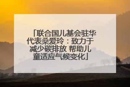 联合国儿基会驻华代表桑爱玲：致力于减少碳排放 帮助儿童适应气候变化
