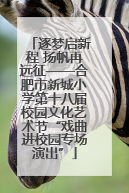 逐梦启新程 扬帆再远征——合肥市新城小学第十八届校园文化艺术节“戏曲进校园专场演出”