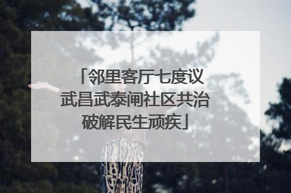 邻里客厅七度议 武昌武泰闸社区共治破解民生顽疾