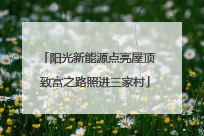 阳光新能源点亮屋顶 致富之路照进三家村