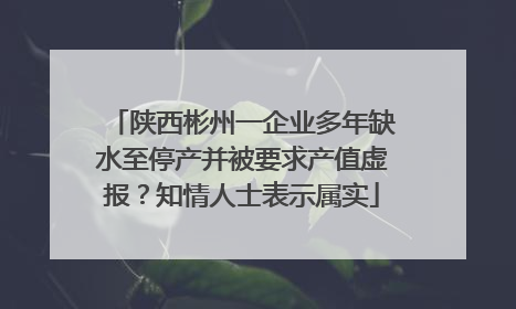陕西彬州一企业多年缺水至停产并被要求产值虚报？知情人士表示属实