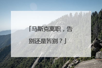 马斯克离职，告别还是暂别？