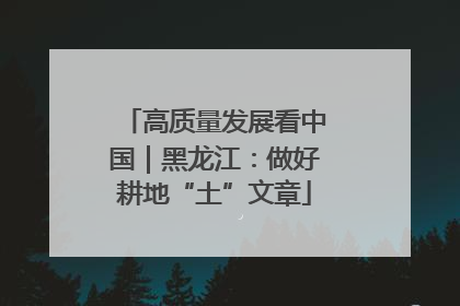 高质量发展看中国｜黑龙江：做好耕地“土”文章