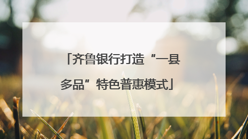 齐鲁银行打造“一县多品”特色普惠模式