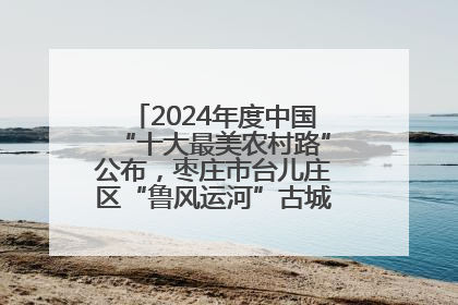 2024年度中国“十大最美农村路”公布，枣庄市台儿庄区“鲁风运河”古城文化廊道上榜！